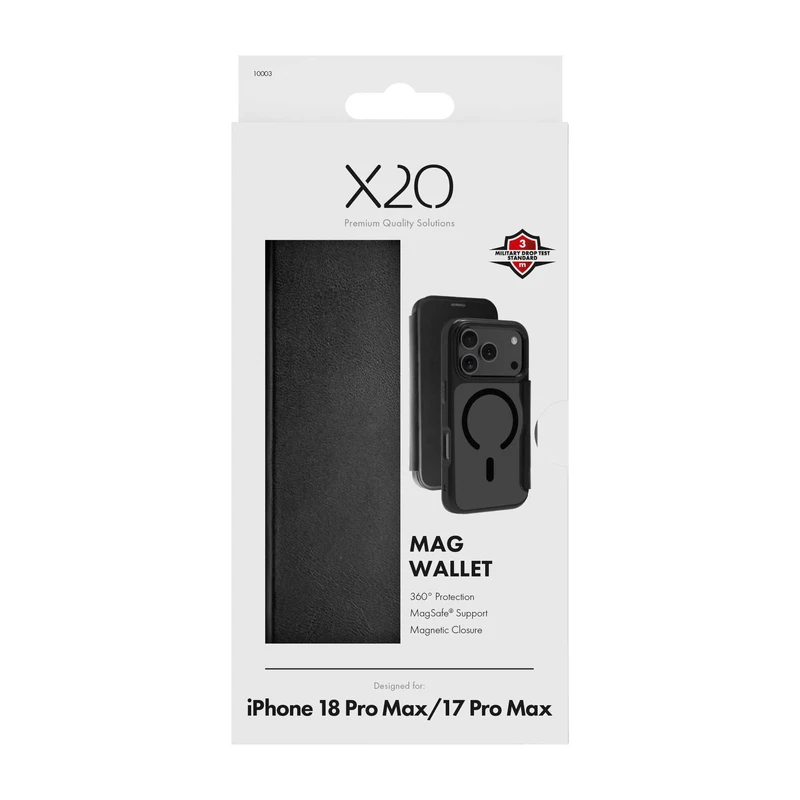 X2O Mag Wallet Lompakkokotelo Apple iPhone 18 Pro Max/17 Pro Max Musta - 3410003