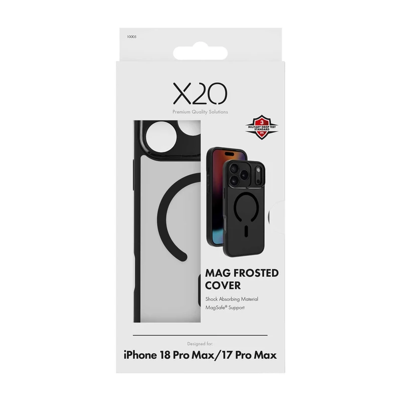 X2O Mag Frosted Suojakuori Apple iPhone 18 Pro Max/17 Pro Max Himmeä/Musta - 3410005