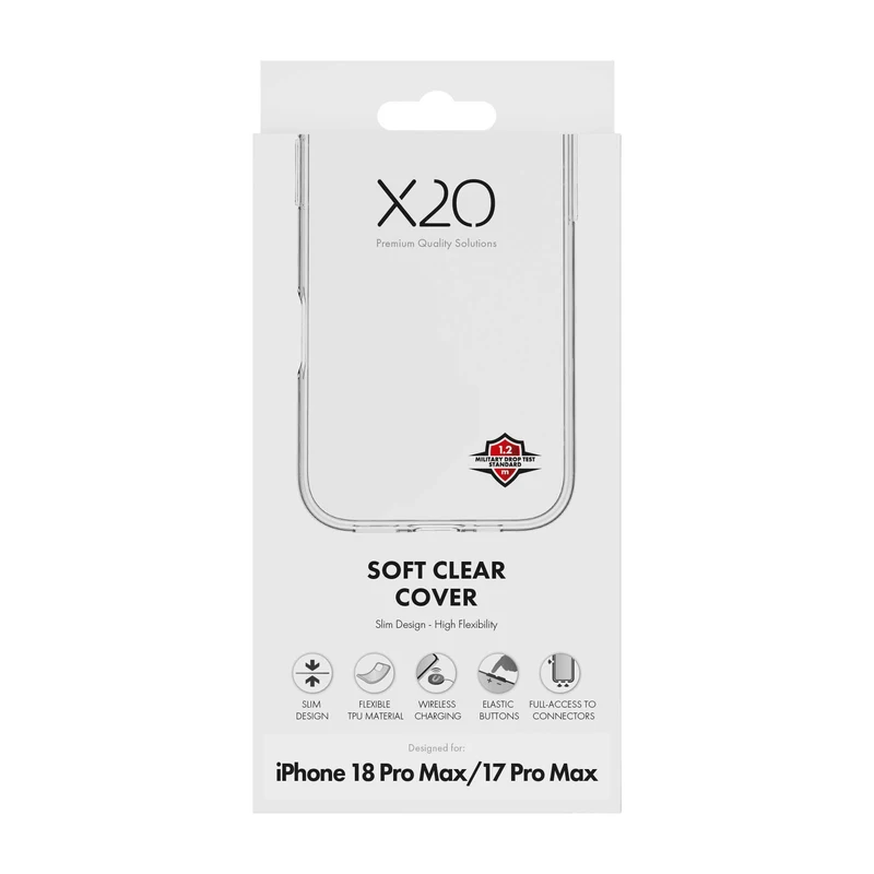 X2O Clear Soft Suojakuori Apple iPhone 18 Pro Max/17 Pro Max Kirkas - 3410007