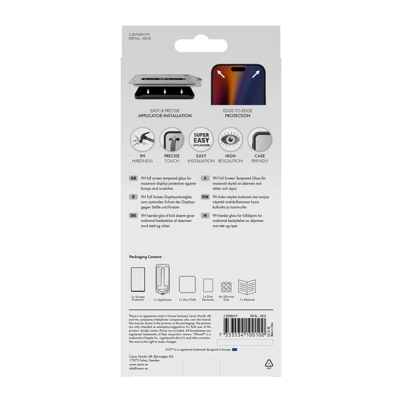 X2O Premium Full Screen Panssarilasi Apple iPhone 18 Pro/17 Pro - 3410010