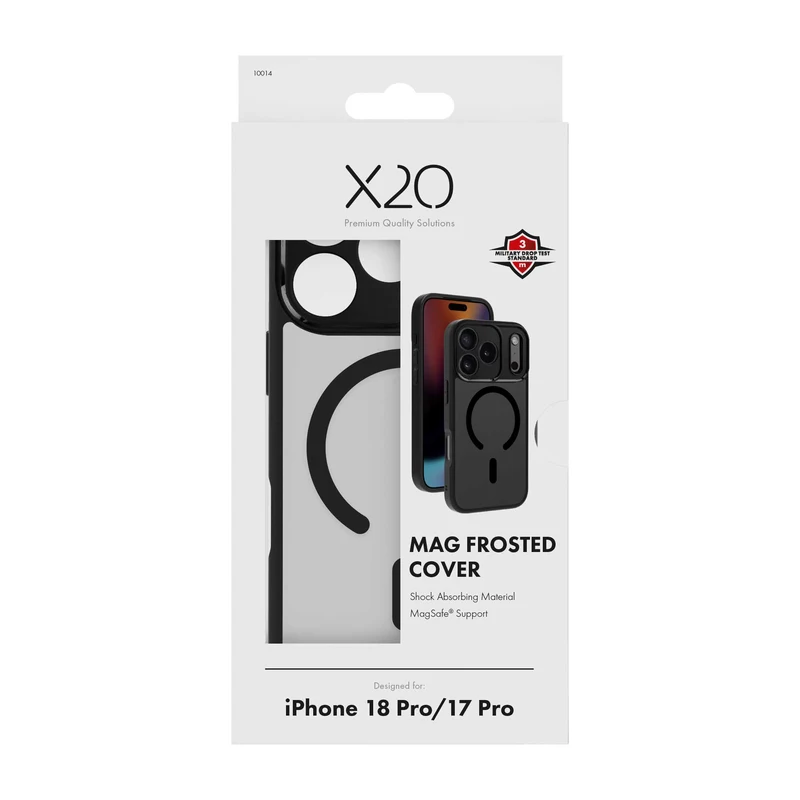 X2O Mag Frosted Suojakuori Apple iPhone 18 Pro/17 Pro Himmeä/Musta - 3410014