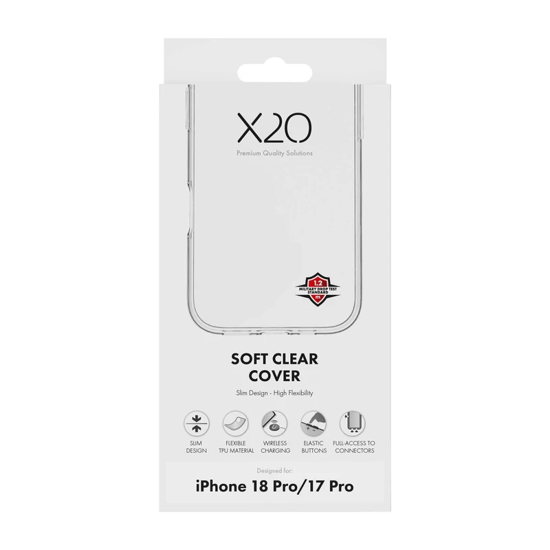 X2O Clear Soft Suojakuori Apple iPhone 18 Pro/17 Pro Kirkas - 3410016