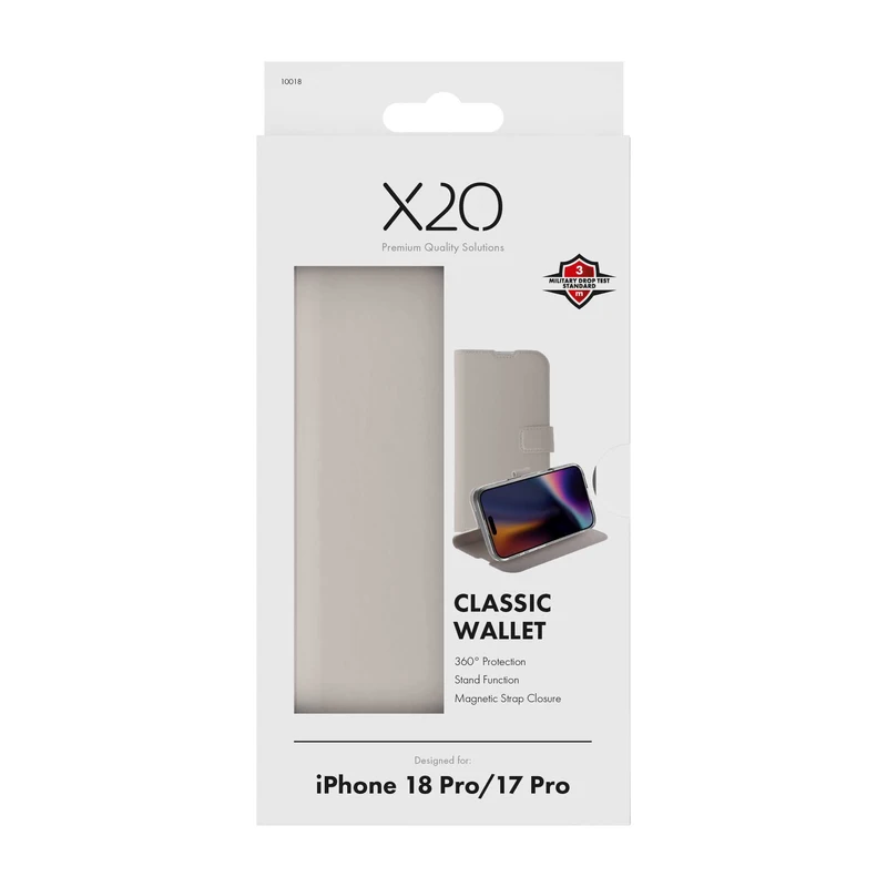 X2O Classic Wallet Lompakkokotelo Apple iPhone 18 Pro/17 Pro Greige - 3410018