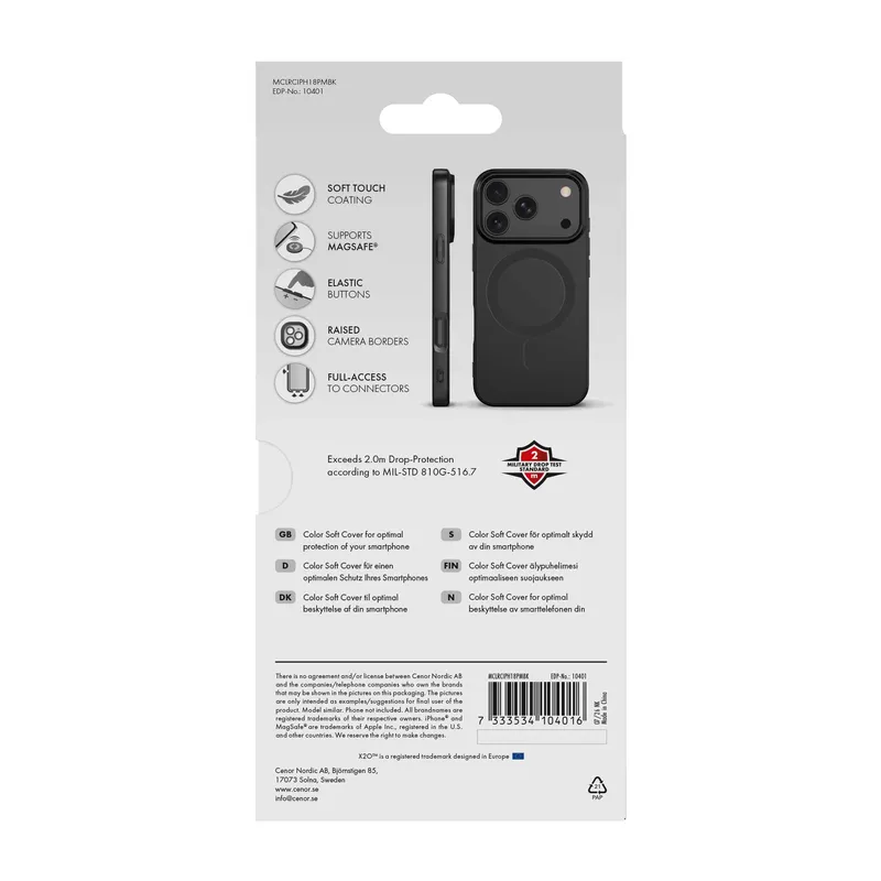 X2O Mag Color Suojakuori Apple iPhone 18 Pro Max/17 Pro Max Musta - 3410401
