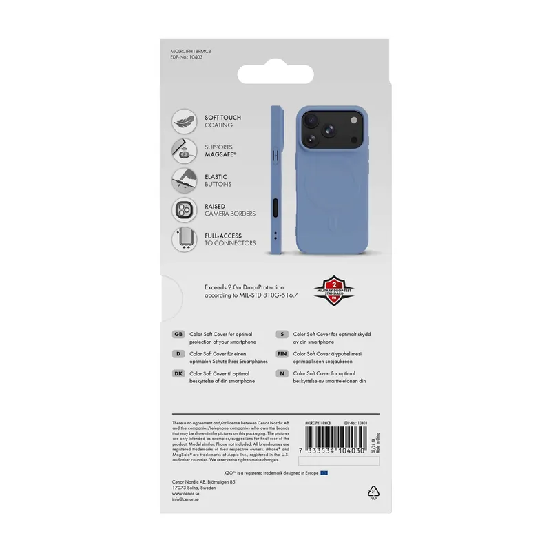 X2O Mag Color Suojakuori Apple iPhone 18 Pro Max/17 Pro Max Pilvisin Sininen - 3410403