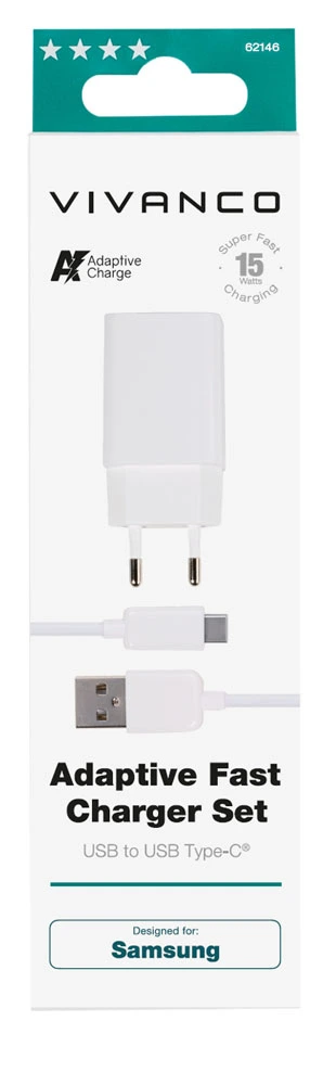 Vivanco USB Kotilaturi 3A 15W+ USB-C kaapeli Valk. - 2862146