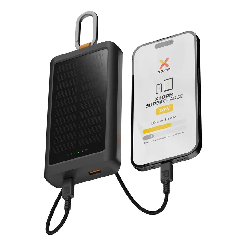 Xtorm Aurinkokenno varavirtalähde 10.000mAh/20W Taskulamppu Musta - 9510355