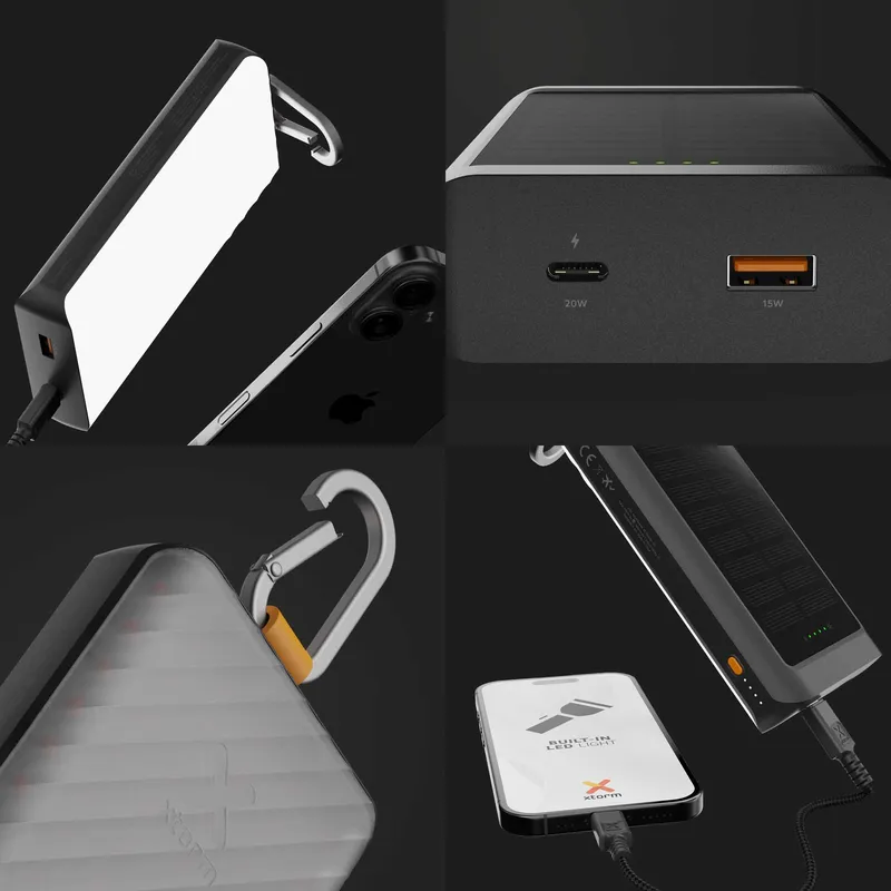 Xtorm Aurinkokenno varavirtalähde 10.000mAh/20W Taskulamppu Musta - 9510355