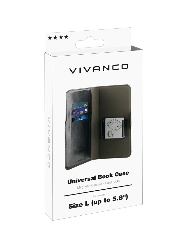 Vivanco Universaali Lompakkokotelo L Musta - 2862370