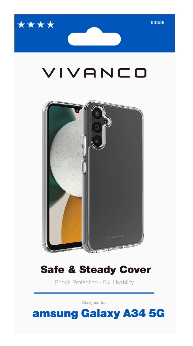 Vivanco Safe & Steady Suojakuori Galaxy A34 5G Kirkas - 2863559