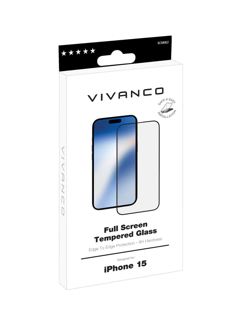 Vivanco Full Screen Panssarilasi 9H iPhone 15 - 2863882