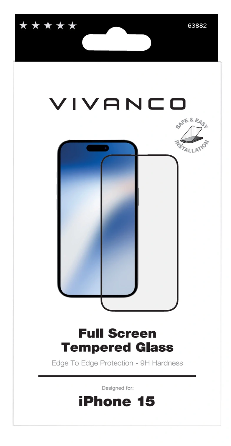 Vivanco Full Screen Panssarilasi 9H iPhone 15 - 2863882
