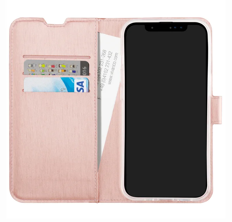Vivanco Classic Lompakko iPhone 15 Pro Ruusukulta - 2863905