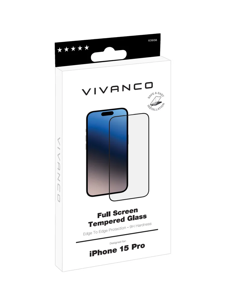 Vivanco Full Screen Panssarilasi 9H iPhone 15 Pro - 2863938
