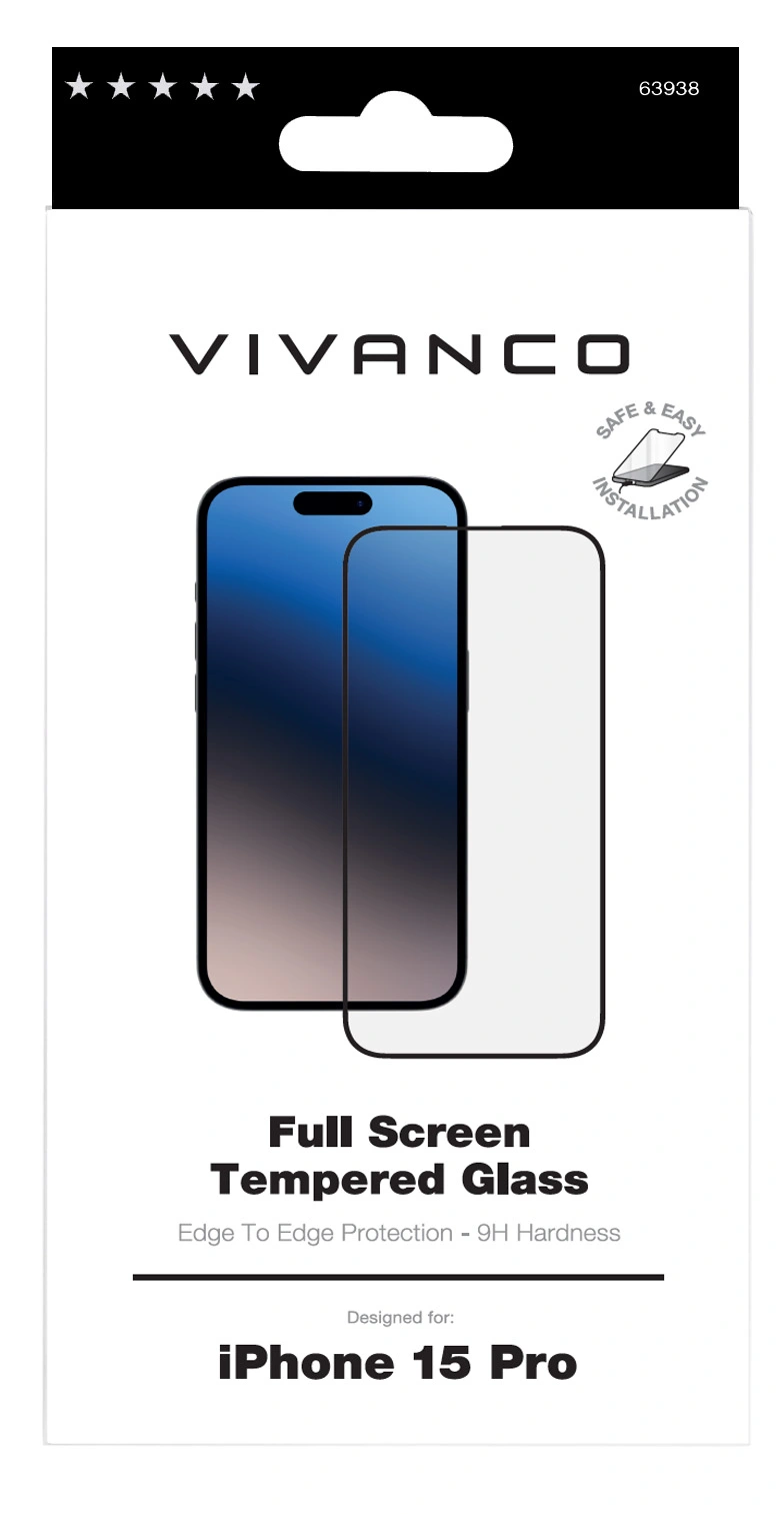 Vivanco Full Screen Panssarilasi 9H iPhone 15 Pro - 2863938