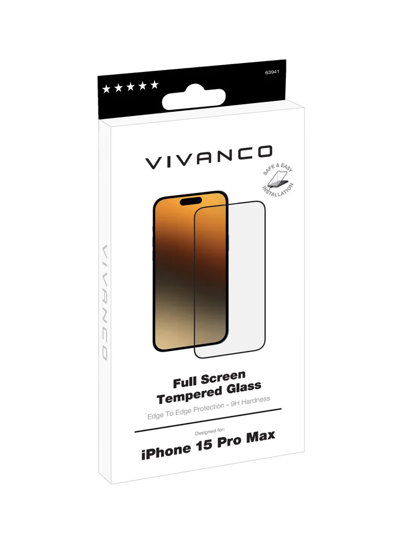 Vivanco Full Screen Panssarilasi 9H iPhone 15 Pro Max - 2863941