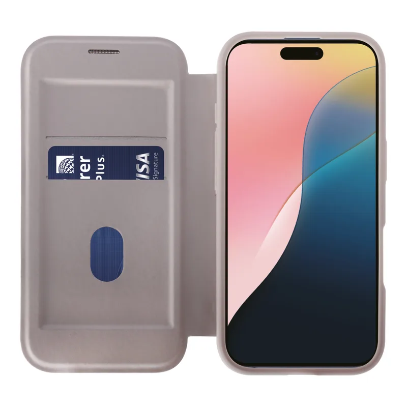 Vivanco Mag Wallet Lompakkokotelo iPhone 16 Greige - 2864249