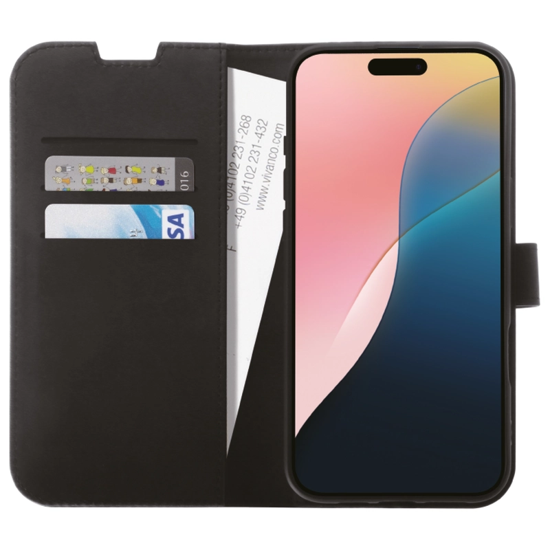 Vivanco Classic Lompakkokotelo iPhone 16 Musta - 2864251