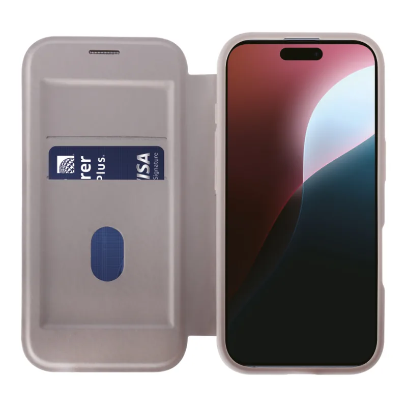 Vivanco Mag Wallet Lompakkokotelo iPhone 16 Pro Greige - 2864255