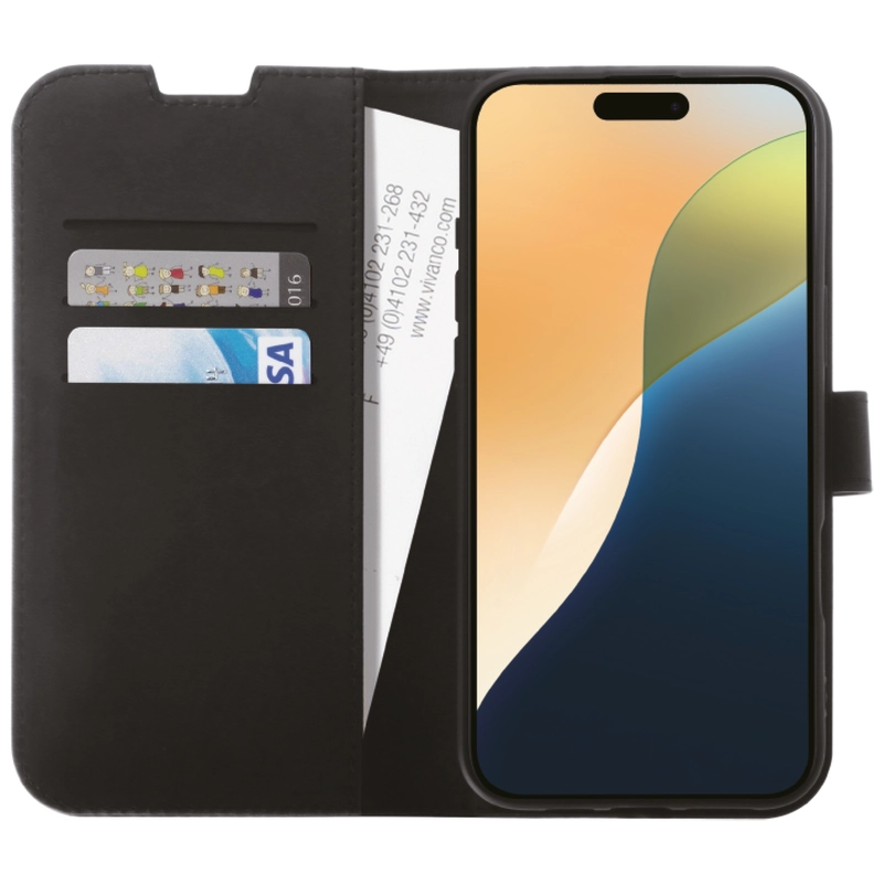 Vivanco Classic Lompakkokotelo iPhone 16 Plus Musta - 2864261
