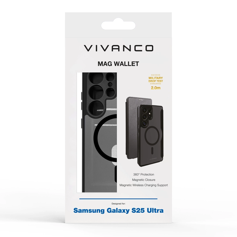 Vivanco Mag Wallet Lompakkokotelo Samsung Galaxy S25 Ultra Musta - 2864500