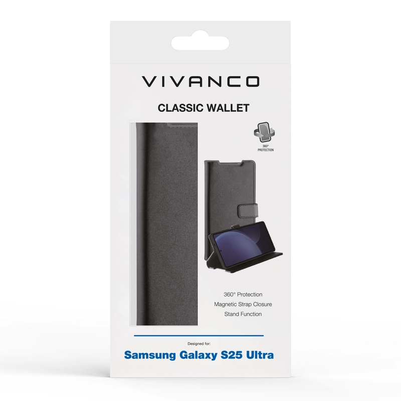 Vivanco Classic Lompakkokotelo Samsung Galaxy S25 Ultra Musta - 2864504