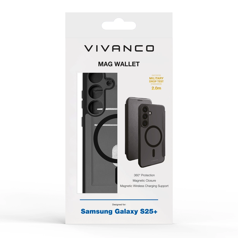 Vivanco Mag Wallet Lompakkokotelo Samsung Galaxy S25+ Musta - 2864506