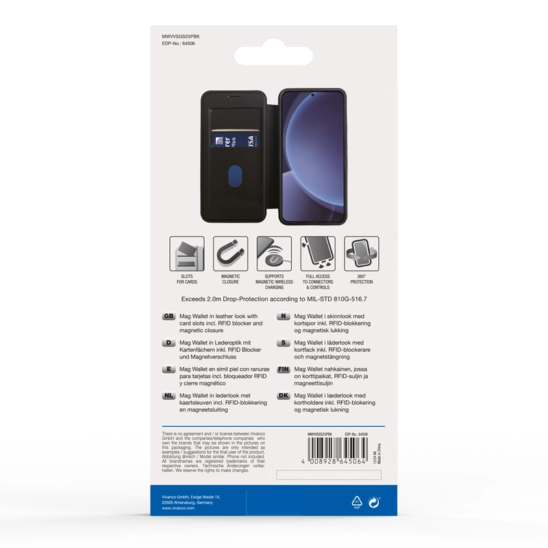 Vivanco Mag Wallet Lompakkokotelo Samsung Galaxy S25+ Musta - 2864506