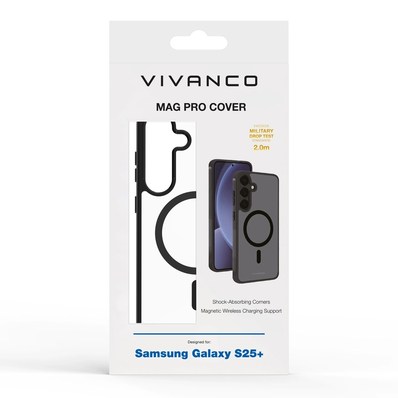 Vivanco Mag Pro Cover Samsung Galaxy S25+ Kirkas/Musta - 2864508