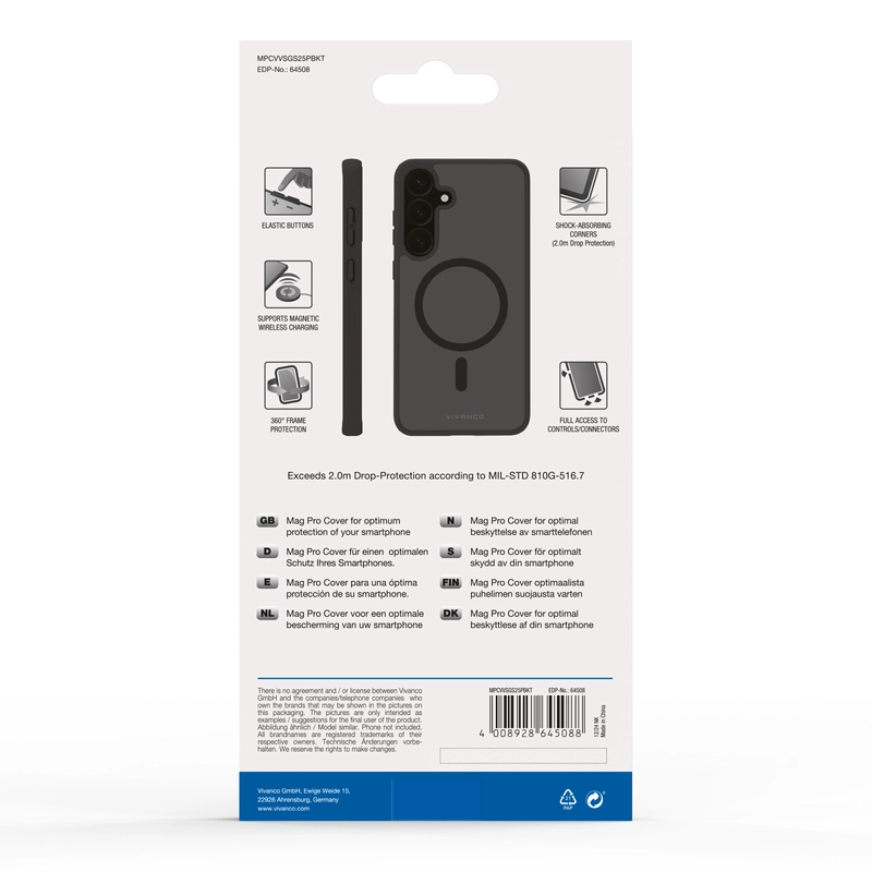 Vivanco Mag Pro Cover Samsung Galaxy S25+ Kirkas/Musta - 2864508