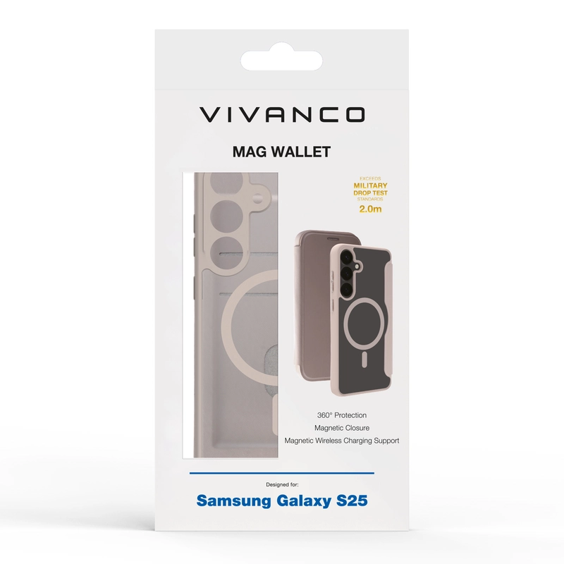 Vivanco Mag Wallet Lompakkokotelo Samsung Galaxy S25 Greige - 2864513