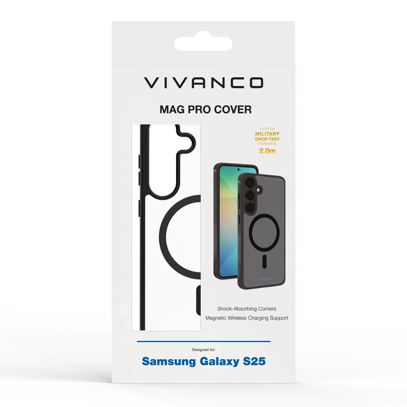 Vivanco Mag Pro Cover Samsung Galaxy S25 Kirkas/Musta - 2864514
