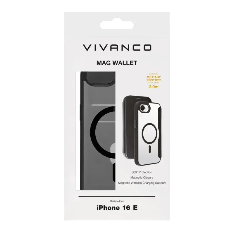 Vivanco Mag Wallet Lompakkokotelo Apple Apple iPhone 17e/16e Musta - 2864528