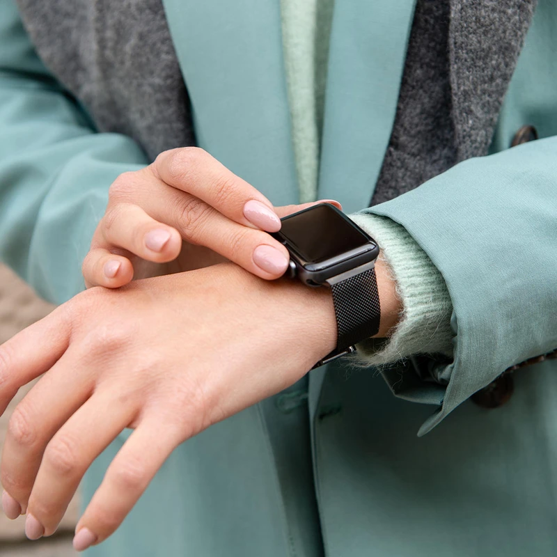 Burga Metal Mesh Black - Apple Watch 42/44/45/46/49mm Metalliranneke - 2178229