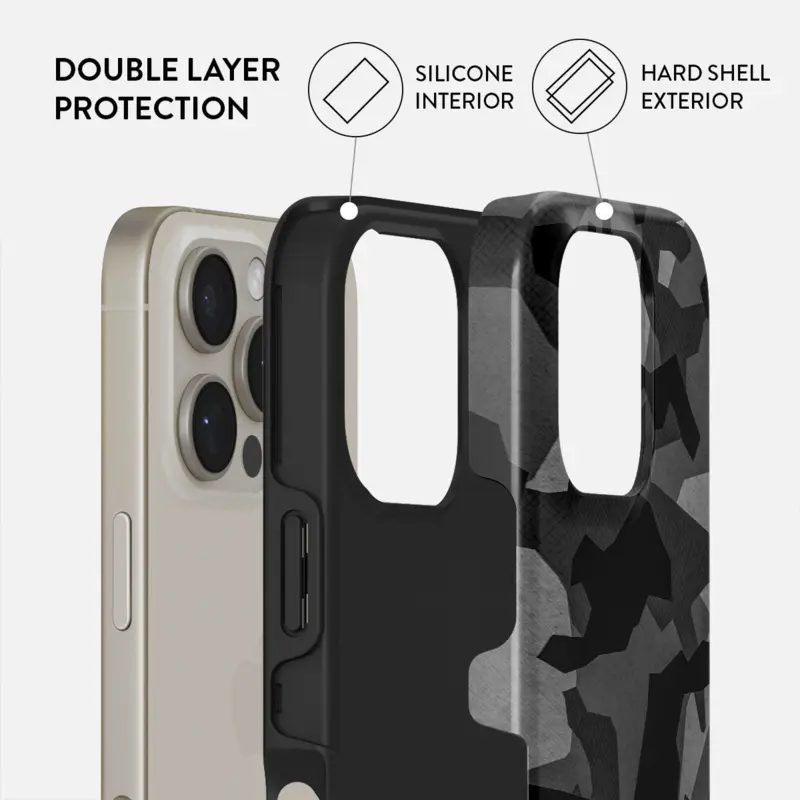 Burga Night Black Camo - Apple iPhone 16 Tough Suojakuori - 2937764
