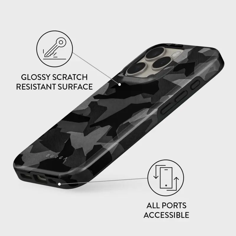 Burga Night Black Camo - Apple iPhone 16 Tough Suojakuori - 2937764