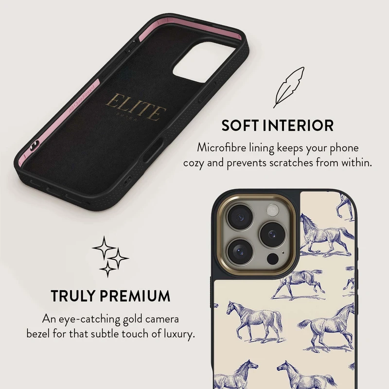 Burga Derby Race - Apple iPhone 16 Pro Max Suojakuori Elite Magsafe Musta/Kulta - 2939489